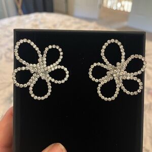 Elegant Silver Flower Earrings